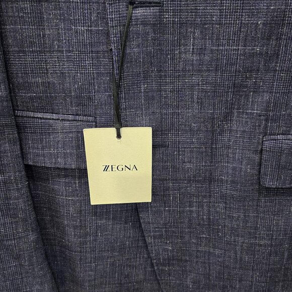 ZEGNA Linen/Wool Single-Breasted Plaid Suit - Picture 5 of 16